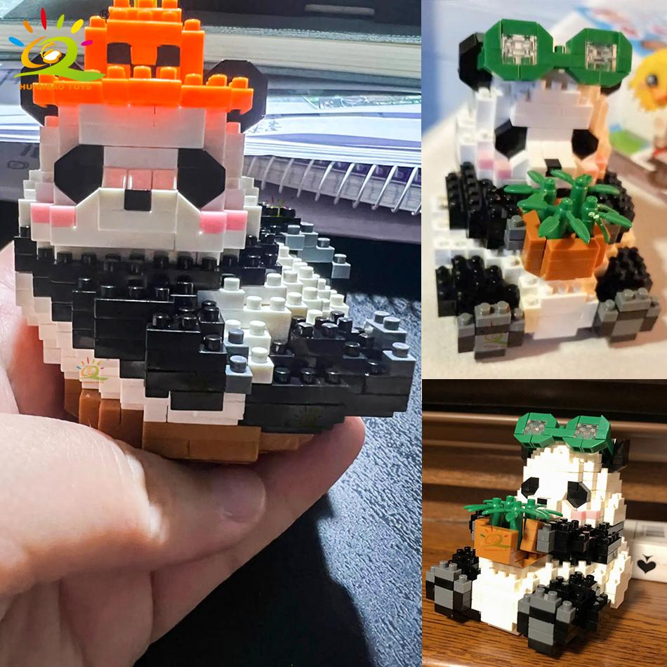 Non-Toxic Mini Cute Panda Micro Building Blocks 3D Diamond Model Animals Bricks Diy City Construction Toys For Children Kids Gift