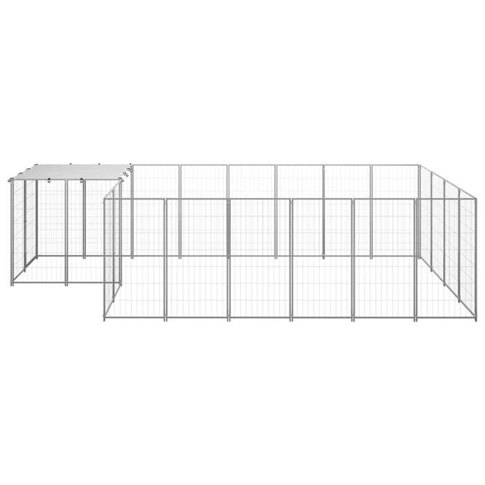 VidaXL Chenil Argenté 8,47 m² Acier Enclos pour Chiots Cage Chiens Extérieur 3082209