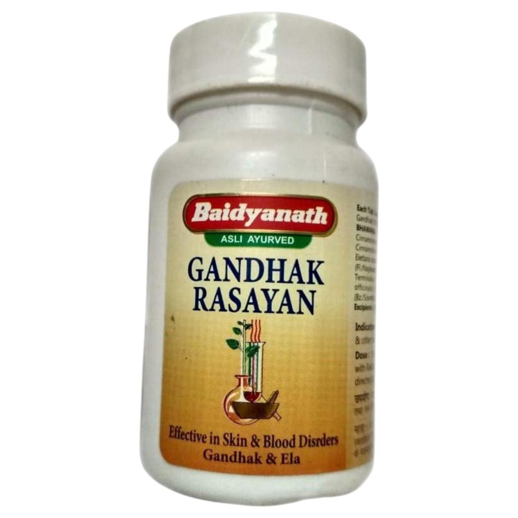 Baidyanath Jhansi Gandhak Rasayan 40 Tablets Vegetarian Skin Care Digestive Support Fertility Aid