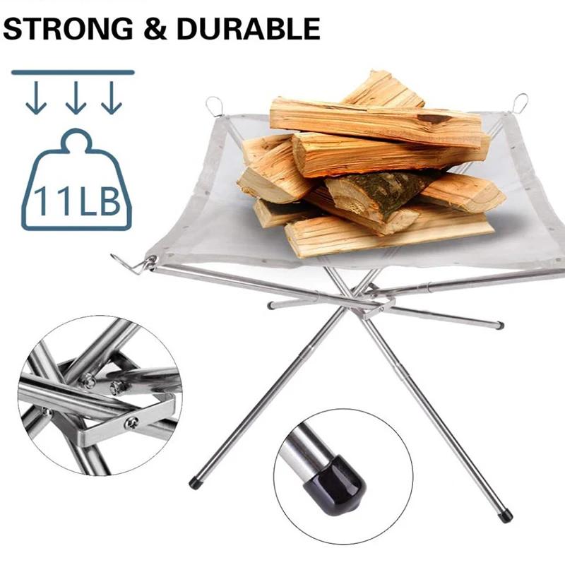 Портативная уличная костровая яма для кемпинга, складная сетчатая яма для костра, камин для кемпинга, сумка для переноски костра в комплекте