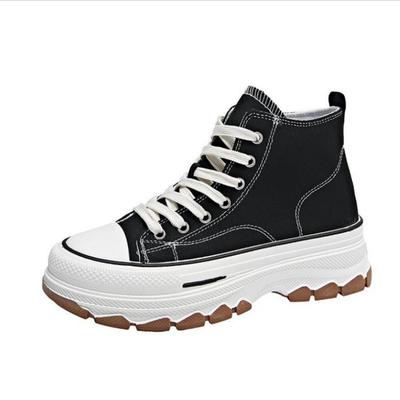 Женские высокие кроссовки на шнуровке, повседневные, на платформе, парусиновые, нескользящие, износостойкие, весенние, женские, вулканизированные туфли