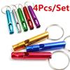 4Pcs/Set Aluminum Alloy Small Whistle Key Ring Keychain for Outdoor Survival Camping Emergency Sport Safety Rape