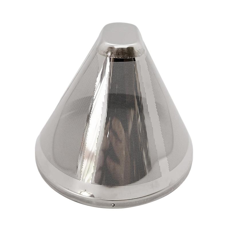 Конусный кофейный фильтр для кофе многоразовый из нержавеющей стали с ручкой