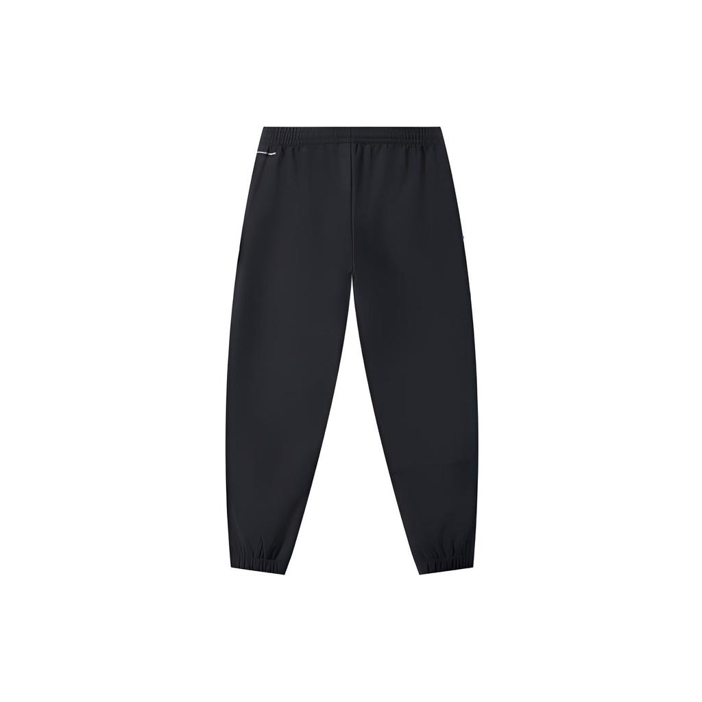 Li-Ning Li Ning Fitness Series Solid Color Logo Label Elastic Cuff Fleece Lined Thermal Sports Pants Men's Black Unisex AYKT645-1