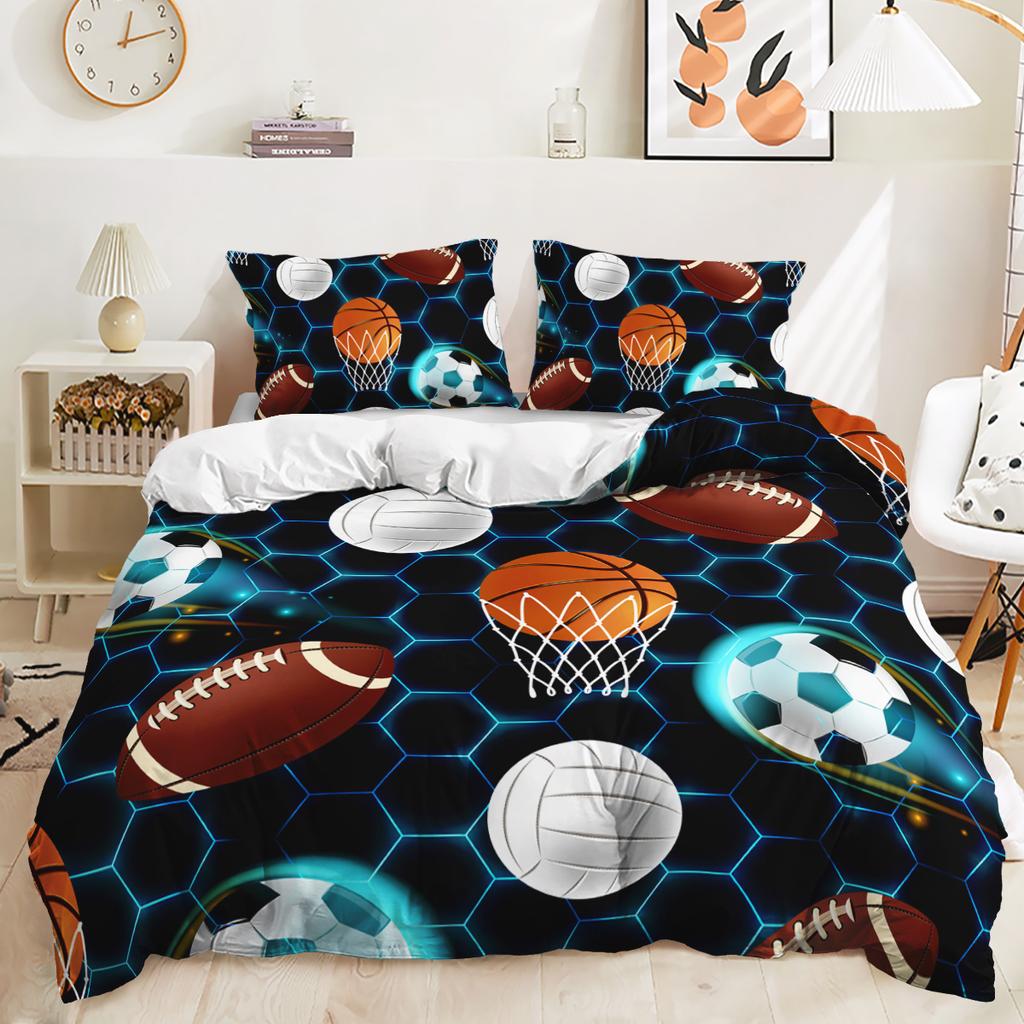 Футбольный 3D-принт с цифровым узором пододеяльник наволочка постельное белье для спальни комплект из трех предметов