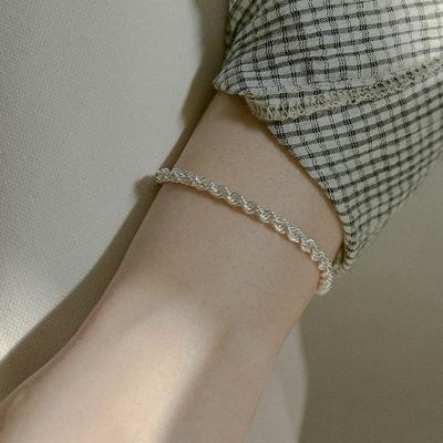 Серебряный Китайский Плетеный Браслет-Цепь Скрученный Скрученный Серебряный Браслет
