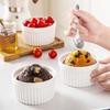 6pcs with Lid Ramekin Porcelain Soup Cup Multifunctional Steamed Egg Bowl Hotels