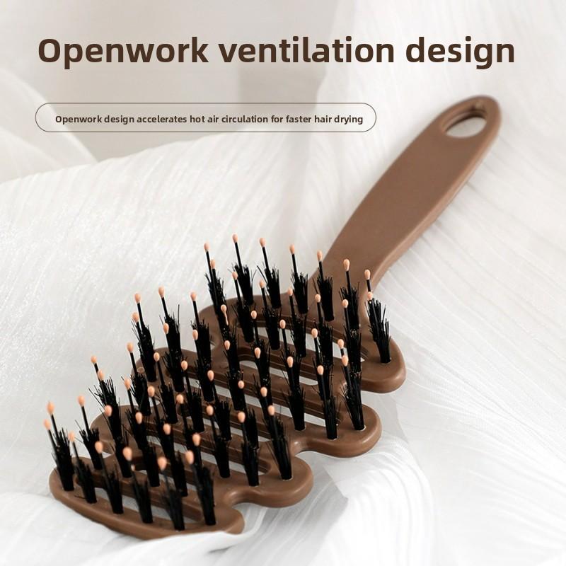 Расческа из щетины кабана в форме сосновой шишки, придающая объем, массирующая, антистатическая, инструмент для гладкости волос, лопатообразная расческа из щетины кабана, портативная