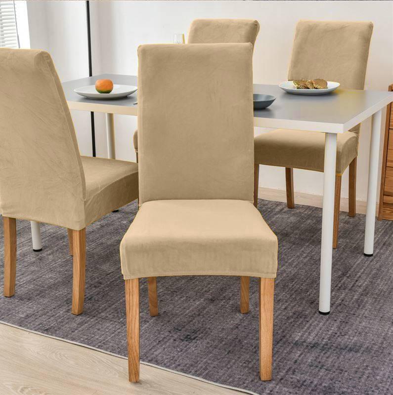 Beige/Camel Thick Velvet Chair Cover Super