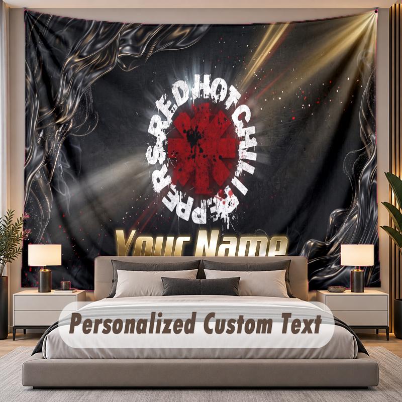 Custom Name Text Tapestry Red Hot Chili Peppers Personalized Polyester Wall Tapestry For Bedroom And Room
