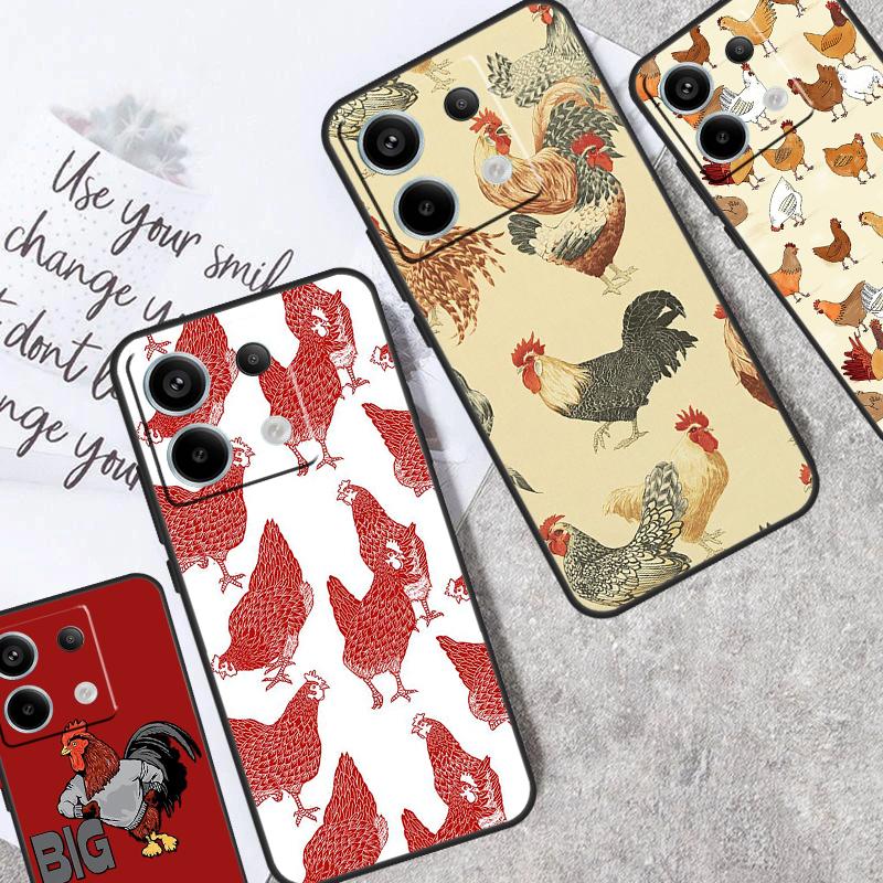 Мультяшный Чехол Курица Петух Для Xiaomi Redmi Note 12 11 9 10 13 Pro Plus 12S 11S 10S 9S Redmi 13C 9C 10C 12C Обложка