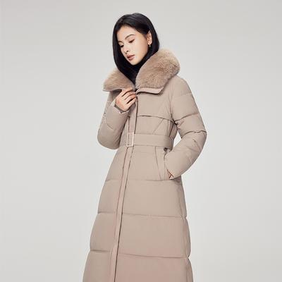 Женское длинное пальто с меховым лацканом, ветрозащитное, утепленное, теплое, зимнее