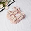 2024 Girls Sandals Versatile Bow Prints Elegant Kids Shoes Breatheable Open-toe Summer New Soft Children Casual Shoes Korean PU