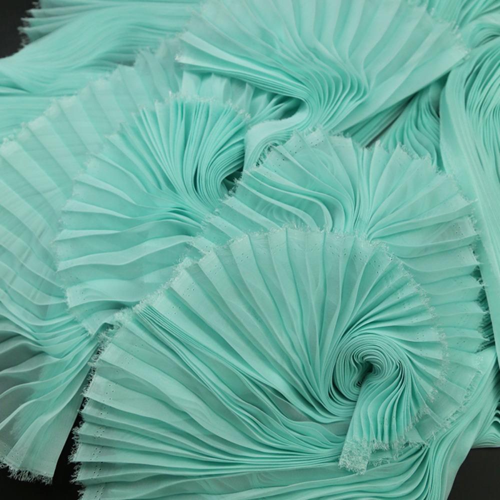 Handmade Pleated Organza Fabric Light Chiffon DIY Material New Wrinkled Cloth Fabric  Summer