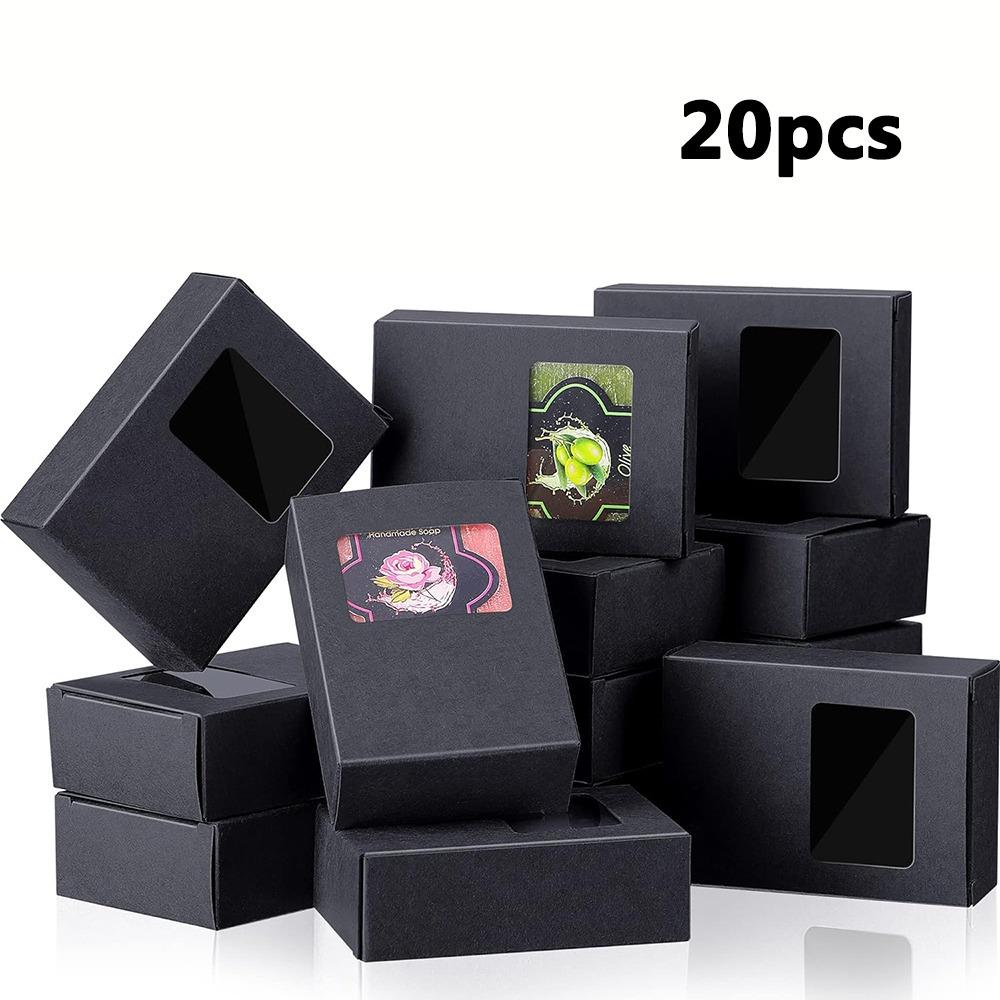 20 шт. Мини-коробка из крафт-бумаги с квадратным окошком, упаковочные коробки для мыла, подарочная коробка из крафт-картона для домашнего мыла, угощения, выпечки, конфет