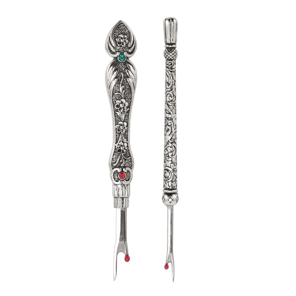 2pcs Retro Seam Remover Quickly Removal DIY Metal Hand Stitch Remover Thread Remover for Needlework Leatherwork Silver