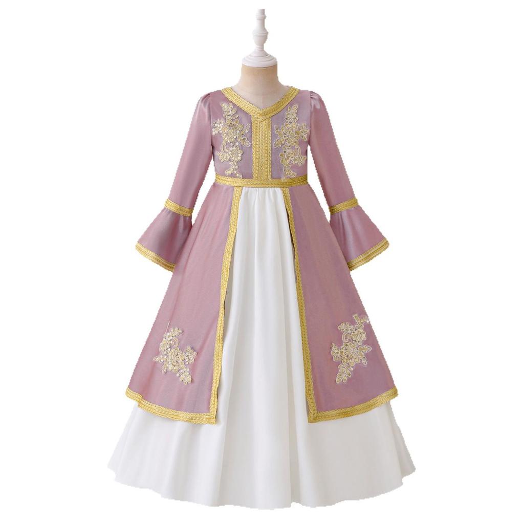 Тисненое пышное детское платье в ближневосточном мусульманском стиле для фестивалей и выступлений