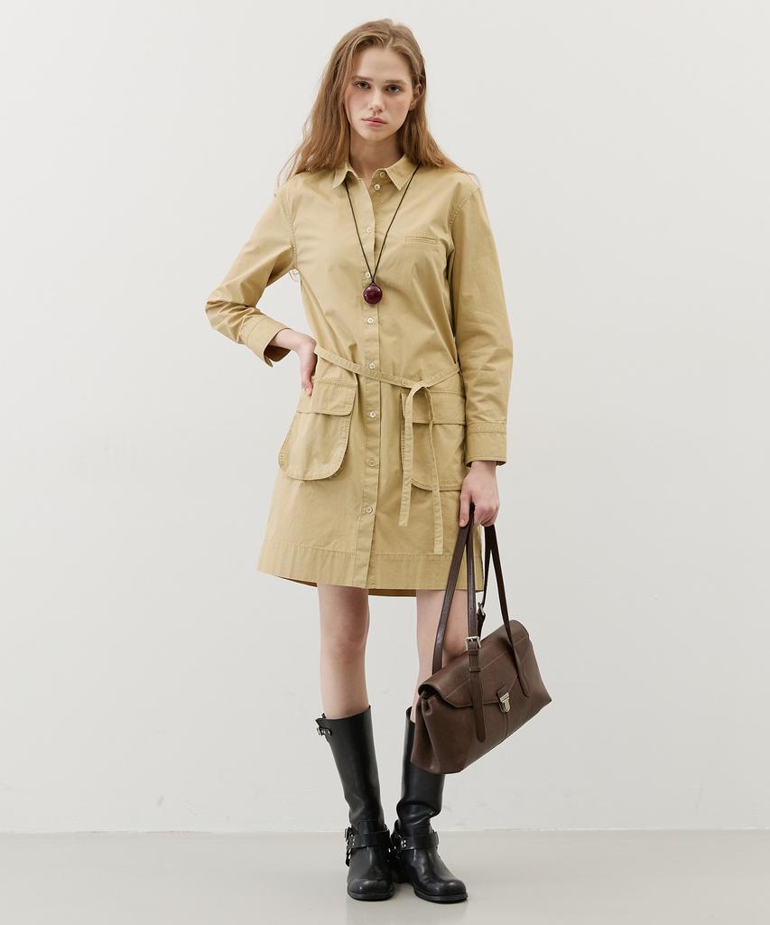 City Breeze Utility Belted Dress_Beige