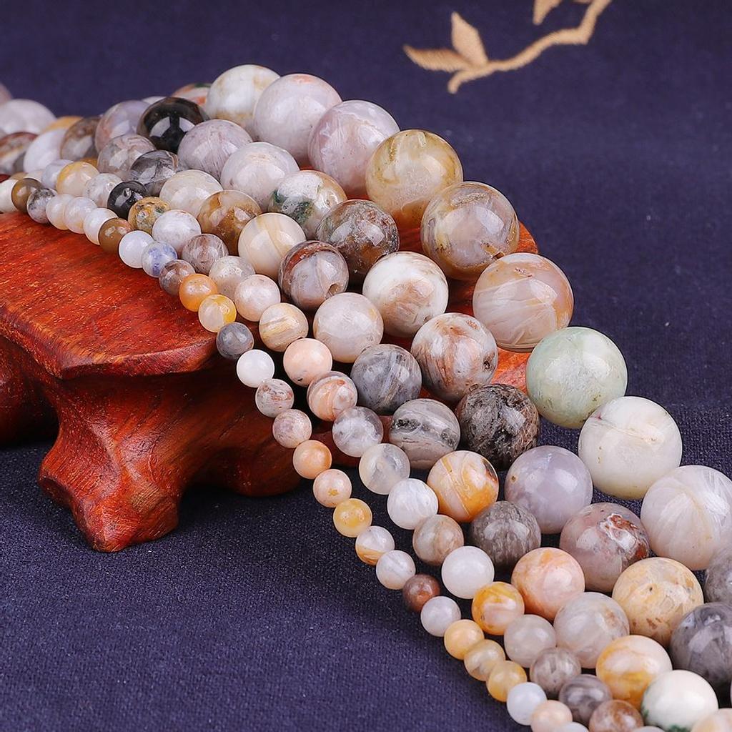 Бамбуковый мраморный натуральный камень 4/6/8/10/12 мм круглые свободные бусины для изготовления ювелирных изделий