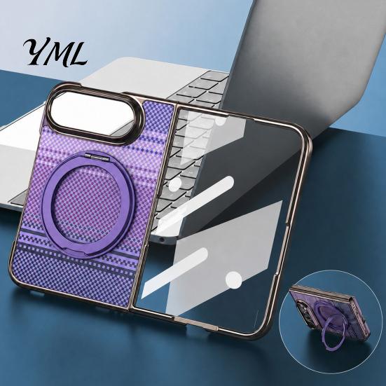 Retro Ethnic Style Cover Magnetic Folding Phone Case for iPhone18 Fold with 360 Degree Rotating Stand All-inclusive Screen Protector And Protector,