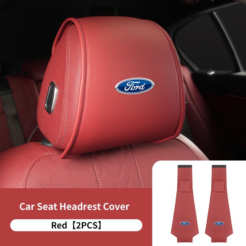 PPWE7 1/2PCS Leather Car Seat Headrest Protective Cover Auto Interior Accessories For Ford Escort KA Flex Everest KA Expedition Falcon