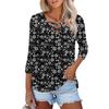 Женская модная свободная футболка с перекрестным V-образным вырезом и семью рукавами, повседневный топ с винтажным цветочным принтом