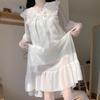 Large Size Summer Mesh Pajama Dress Women's Loose and Cute Pajama Home Clothing Short Sleeved Skirt