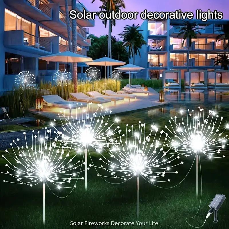 Светодиодные солнечные фейерверки, уличные водонепроницаемые солнечные садовые сказочные лампы для лужайки, патио, двора, вечеринки, рождественские украшения