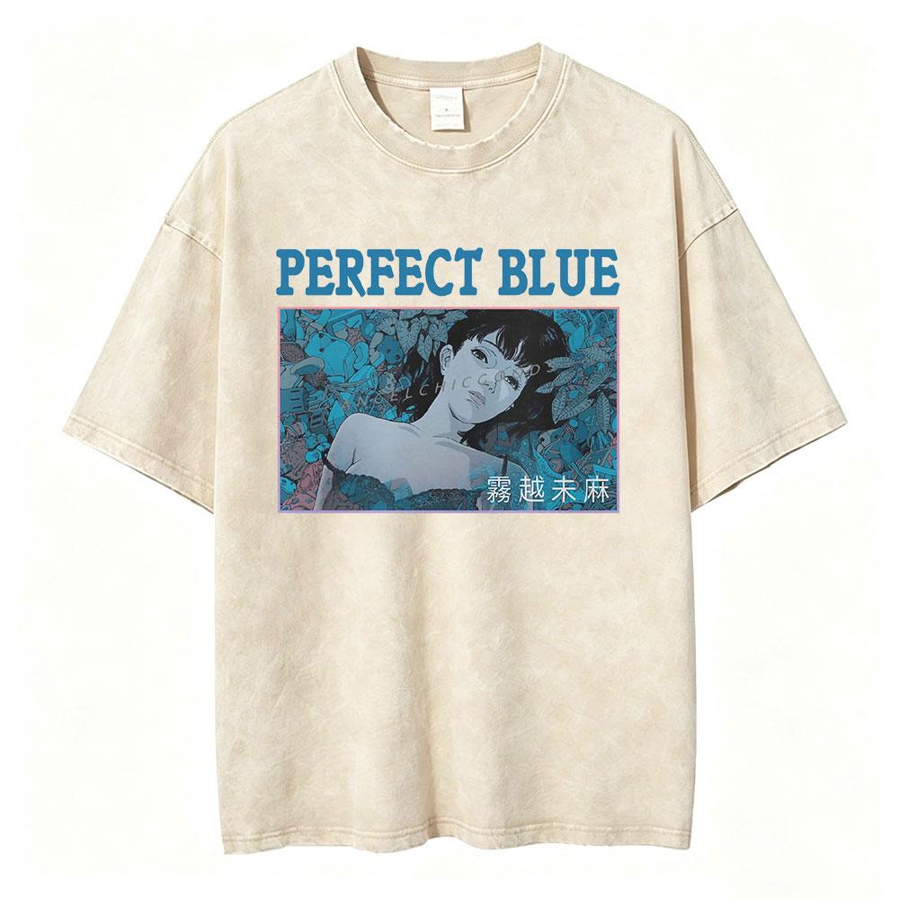 Anime Perfect Blue Mima Kirigoe Vintage Washed TShirt Men Women Clothing Fashion Aesthetic Short Sleeve Oversized T Shirts Tops