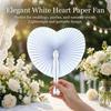 White Heart Pattern Plastic Paper Fan Lightweight Decorative Party Wedding Accessory