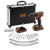 Cordless Drill Driver Kit - 18V - BLACK+DECKER - BDCDC18BAFC-QW - 2 Batteries - Charger - Case + 80 Accessories