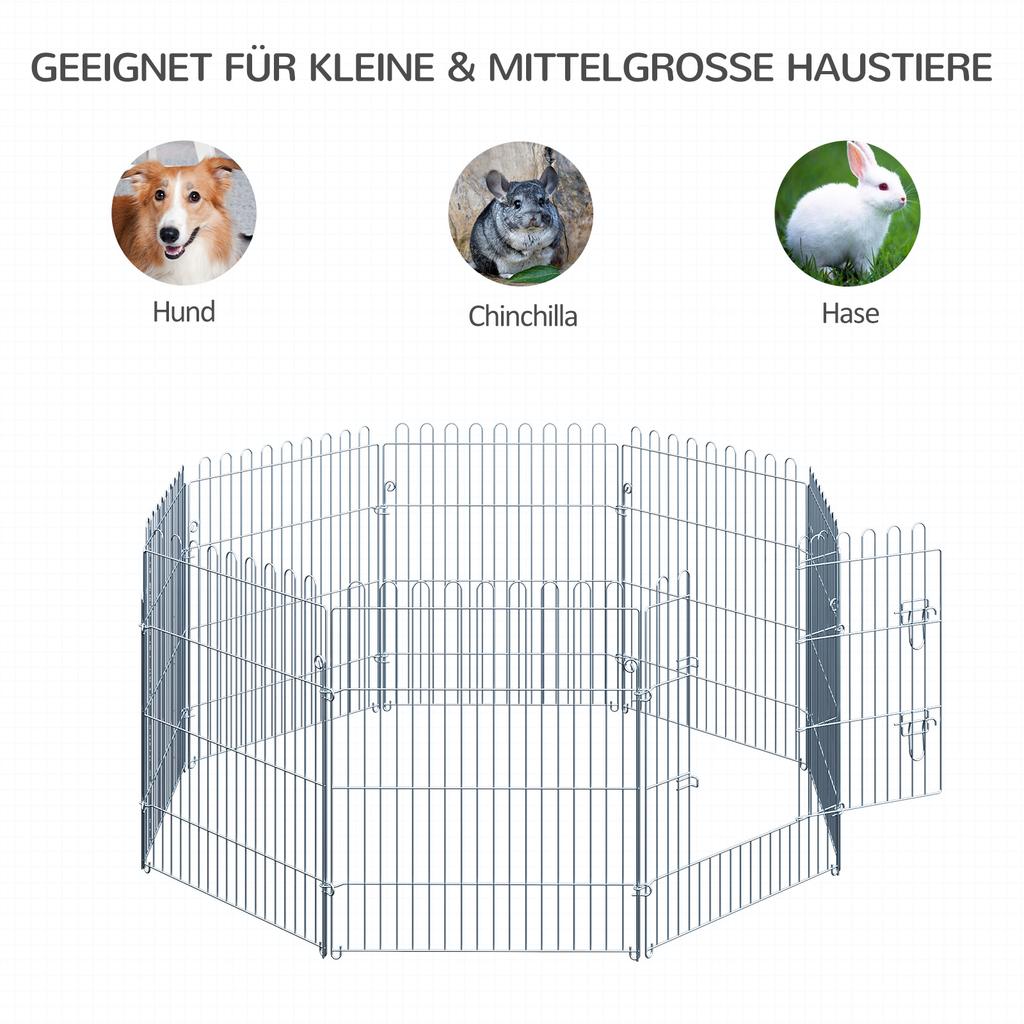 Free-Range Enclosure Puppy Playpen Puppy Fence Playpen Puppy Gate for Animals 8-Piece W63 x H76 cm