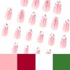 24 Pcs Almond Shape Press On Nail French Tip Acrylic False Nail Glossy Artificial Nail Flowers Stick On Nail for Party
