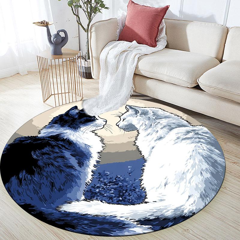 Kitten pattern round rug,Carpet Rug for Living Room Bedroom Playroom ,Non-slip Floor Mat,Holiday Gifts and Birthday Gifts.