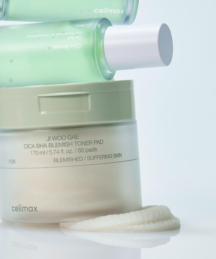 CELIMAX Spot Eraser Set (Heartleaf BHA Eraser Peeling Pad 125ml / 60 Pads + Niacinamide Calming & Spot-Soothing Ampoule 40ml)