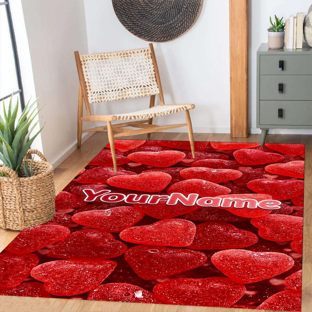 Rose Customize Text Floor Rug Office Rug Suitable for Hallway Kitchen Outdoor Game Room Anti-slip Rug Office home decor Best for Christmas