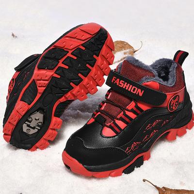 Осенне-зимние детские зимние ботинки с вращающимися пуговицами, длинные, пушистые, теплые, нескользящие, износостойкие, детские, нескользящие, для активного отдыха на природе, для зимних видов спорта