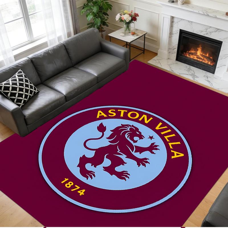 Anti‑Slip Crystal Velvet Floor Rug, Aston Villa Design Carpet for Indoor Living Bedroom Home Decoration