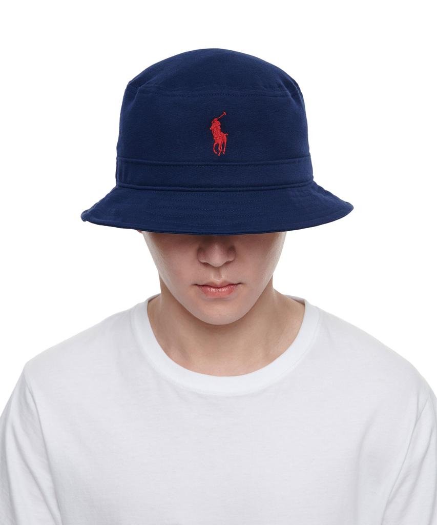 POLO RALPH LAUREN Панама-ведро из смесовой хлопковой флисовой ткани - Темно-синий
