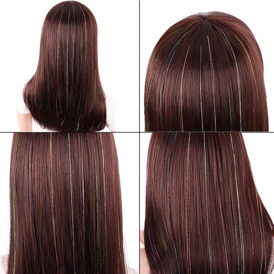 Женские заколки-трессы для волос с мишурой, термостойкие, цветные, длинные прямые, сказочные, с блестками, мишура для волос, женские аксессуары для волос