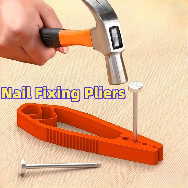 Nail Holder Pliers Tool, Portable Carpentry Hand Tool With Sliding Plastic Jaw, Finger Protector For Woodworking And Repair