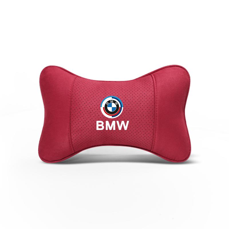 Car Seat Headrest Soft Suede Neck Pillow For BMW F30 F10 E90 F20 E46 E60 E70 E39 E36 E87 G20 Auto Interior Aaccessories keychain FR7