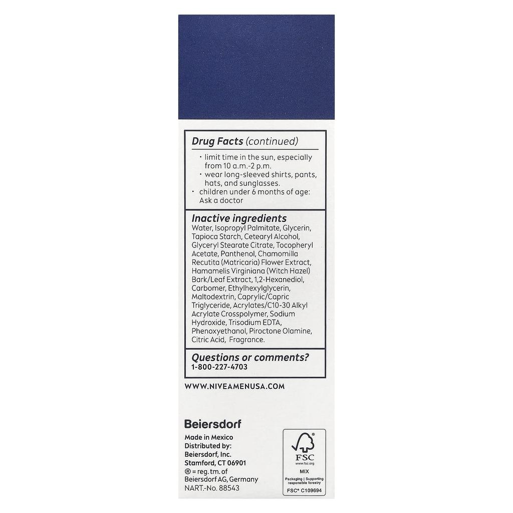 Nivea Мужской лосьон для чувствительной кожи лица, SPF 15, 2,5 жидких унции (75 мл)