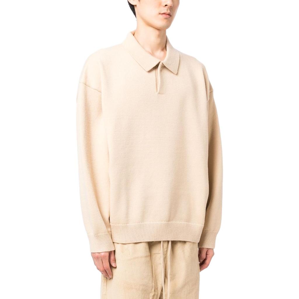Fear of God Essentials Вязаный мужской топ-поло с длинным рукавом Песочный Коричневый 192BT222184F