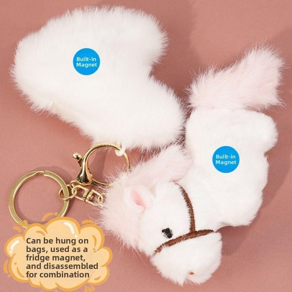 Magnetic Plush Horse Keychain Creative Cartoon Steed Keyring  Home Decoration