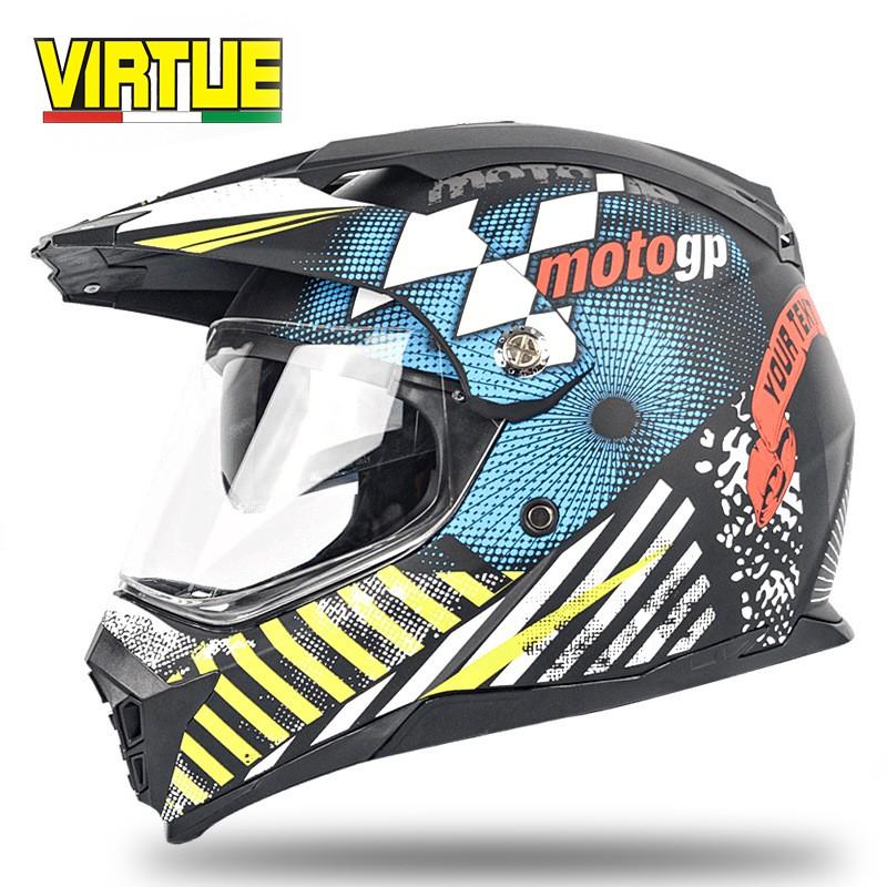 Full Face Motorcycle Helmet Men Women Dual Lens Off-Road Touring ABS Material ECE 22.06 Certified