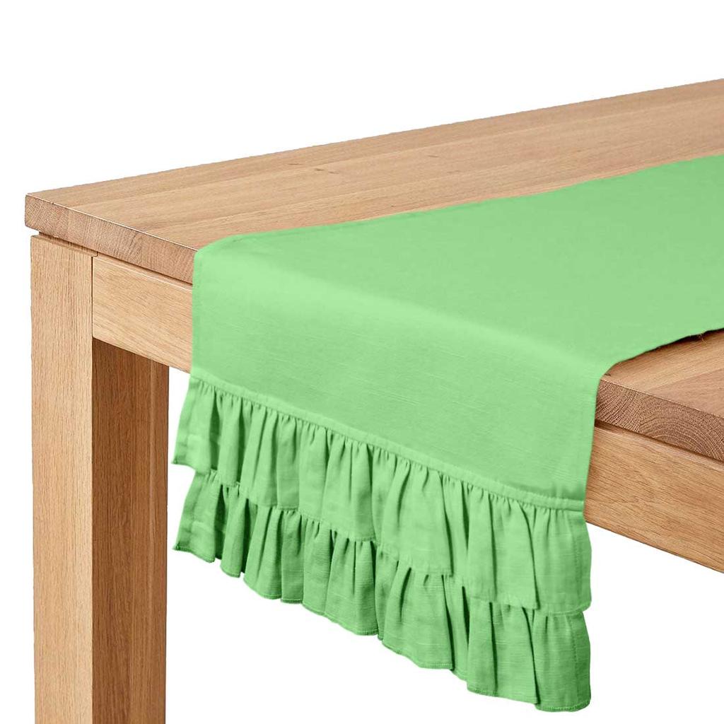 Vargottam Розовый домашний декор, стильная свадебная вечеринка, праздничный декор для сервировки стола, сплошная дорожка для стола с двойной оборкой - 14 x 108