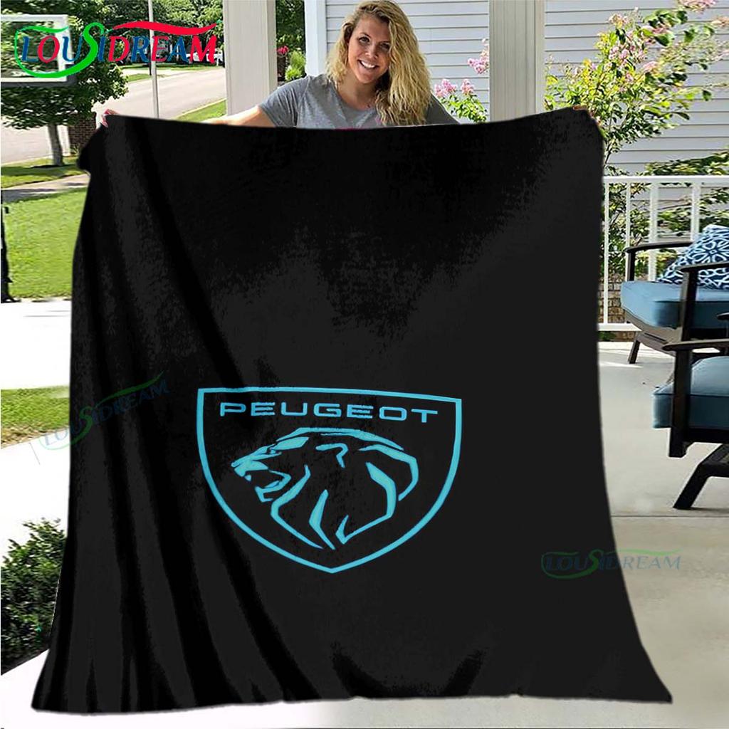 Fashion Car P-Peugeot Logo Blanket Flannel Throw Blanket For Home Bedroom Bed Sofa Picnic Office Hiking Leisure Nap Gift