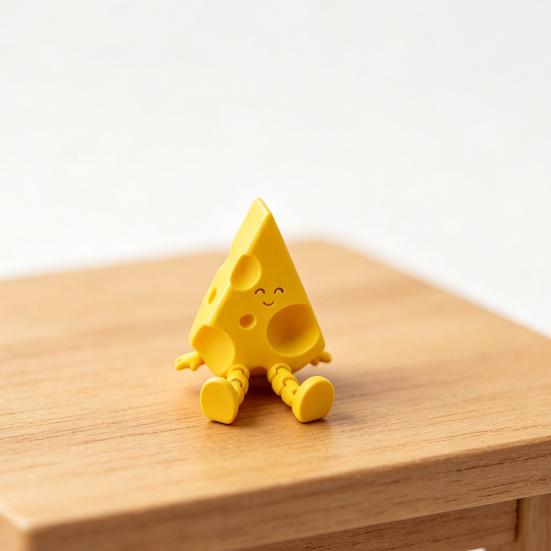 Новинка: Сырная скульптура с подвижными суставами, 3D-печатная забавная фигурка сырного ломтика, фиджет-игрушка для снятия стресса, аксессуары для офисного стола