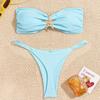 Сексуальный Бандо Бикини Набор 2026 Женский Небесно-Голубой Звездочка Украшение Push Up Стринги Купальник Бразильский Пляжный Купальник Микро Купальник
